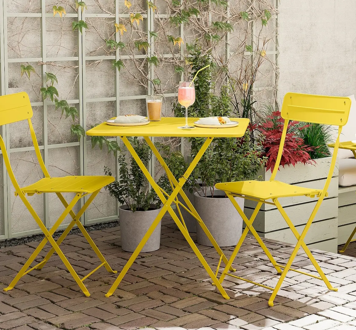 Комплект садовой мебели Ikea Sundso 2 стула/складные 65x65 (Неоновый желтый) - 7