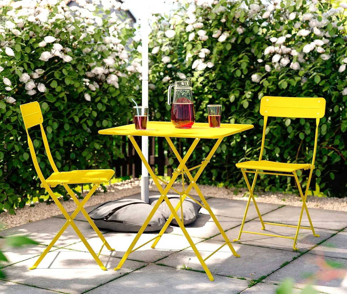 Комплект садовой мебели Ikea Sundso 2 стула/складные 65x65 (Неоновый желтый)