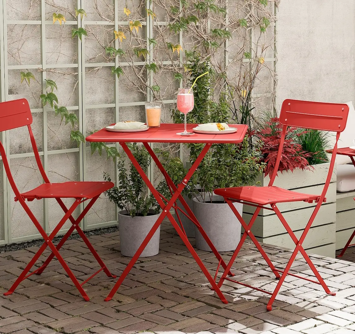 Комплект садовой мебели Ikea Sundso 2 стула/складные 65x65 (Светло-красный) - 7