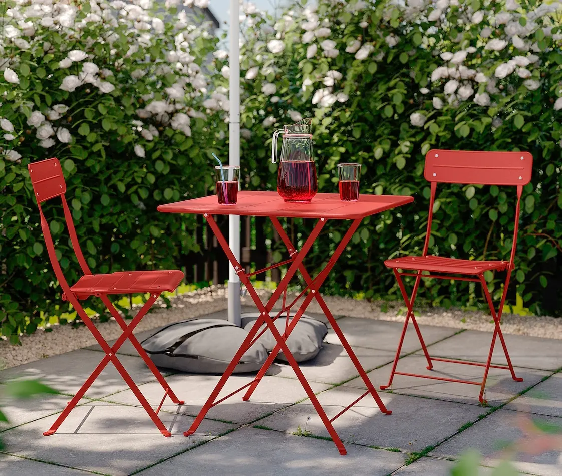 Комплект садовой мебели Ikea Sundso 2 стула/складные 65x65 (Светло-красный)