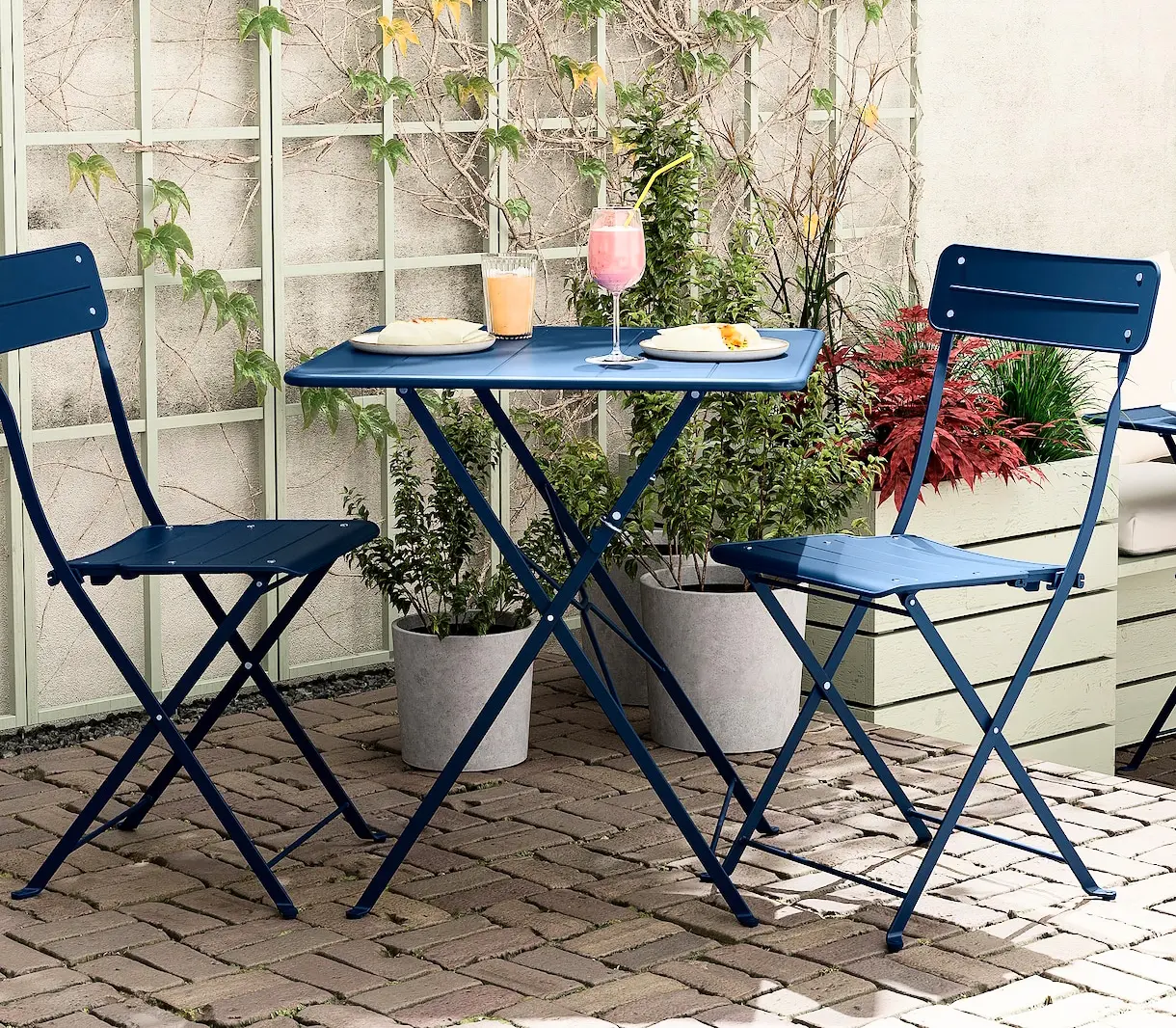 Комплект садовой мебели Ikea Sundso 2 стула/складные 65x65 (Темно-синий)