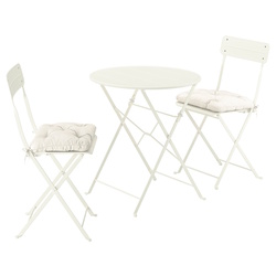 Set mobilier de gradina Ikea Sundso/Kuddarna 2 scaune/pliante 65 (Alb murdar/Gri deschis-bej)