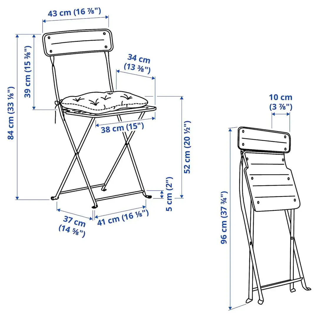 Set mobilier de gradina Ikea Sundso/Kuddarna 2 scaune/pliante 65 (Alb murdar/Gri deschis-bej)