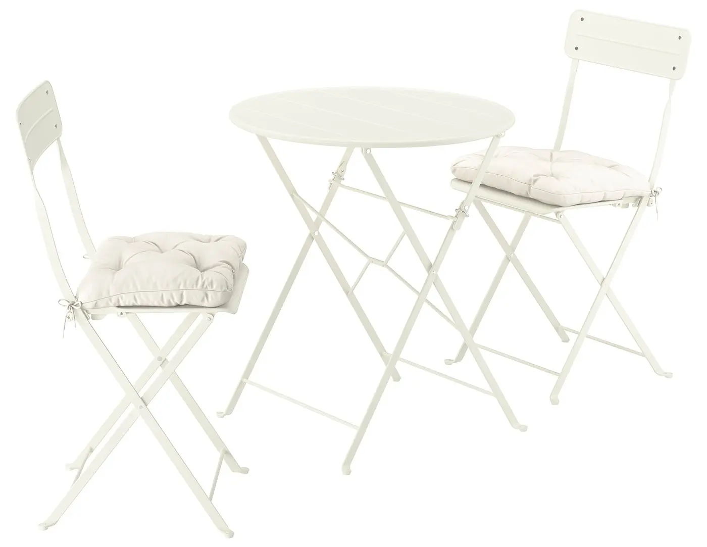 Set mobilier de gradina Ikea Sundso/Kuddarna 2 scaune/pliante 65 (Alb murdar/Gri deschis-bej)
