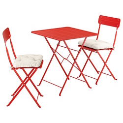 Set mobilier de gradina Ikea Sundso/Kuddarna 2 scaune/pliante 65x65 (Rosu deschis/Gri deschis-bej)