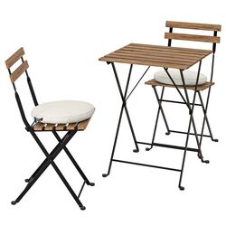 Комплект садовой мебели Ikea Tarno 2 стула складных (Черный/Светло-коричневая Морилка/Фресен/Дувхольмен Бежевый)