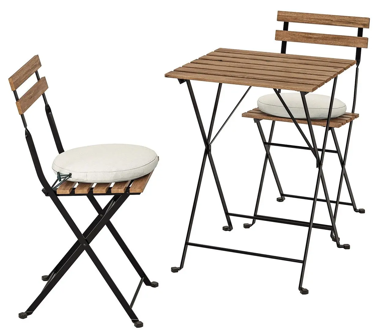 Set mobilier de gradina Ikea Tarno 2 scaune pliante (Negru/Maro Deschis Vopsit/Froson/Duvholmen Bej)