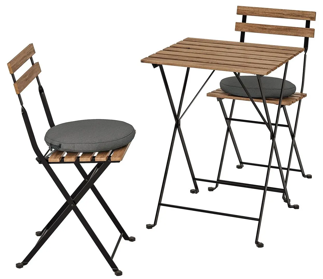 Set mobilier de gradina Ikea Tarno 2 scaune pliante (Negru/Maro Deschis Vopsit/Froson/Duvholmen Gri Inchis)