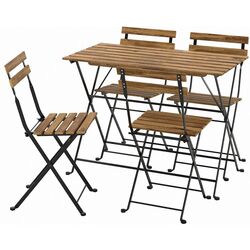 Set mobilier de gradina Ikea Tarno 4 scaune (Negru/Maro Deschis Vopsit)