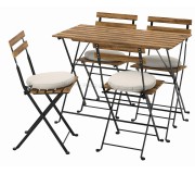 Set mobilier de gradina Ikea Tarno 4 scaune (Negru/Maro Deschis Vopsit/Froson/Duvholmen Bej)