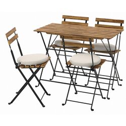 Set mobilier de gradina Ikea Tarno 4 scaune (Negru/Maro Deschis Vopsit/Froson/Duvholmen Bej)