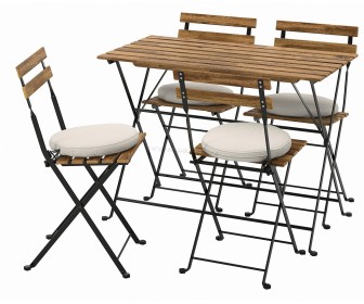 Set mobilier de gradina Ikea Tarno 4 scaune (Negru/Maro Deschis Vopsit/Froson/Duvholmen Bej)