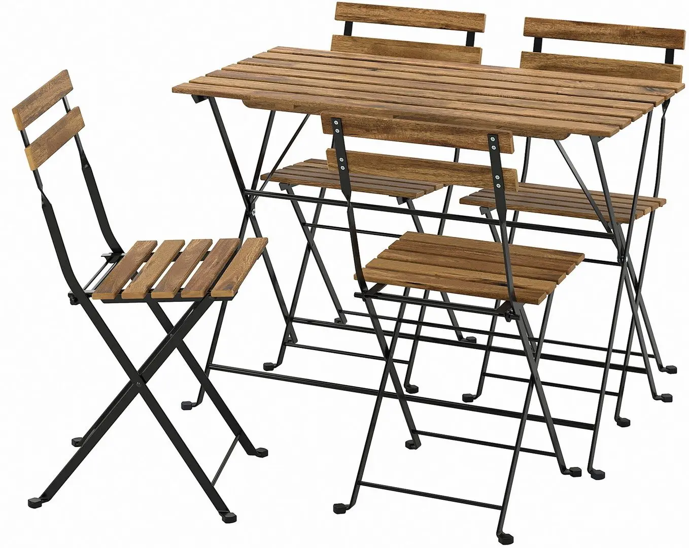 Set mobilier de gradina Ikea Tarno 4 scaune (Negru/Maro Deschis Vopsit)