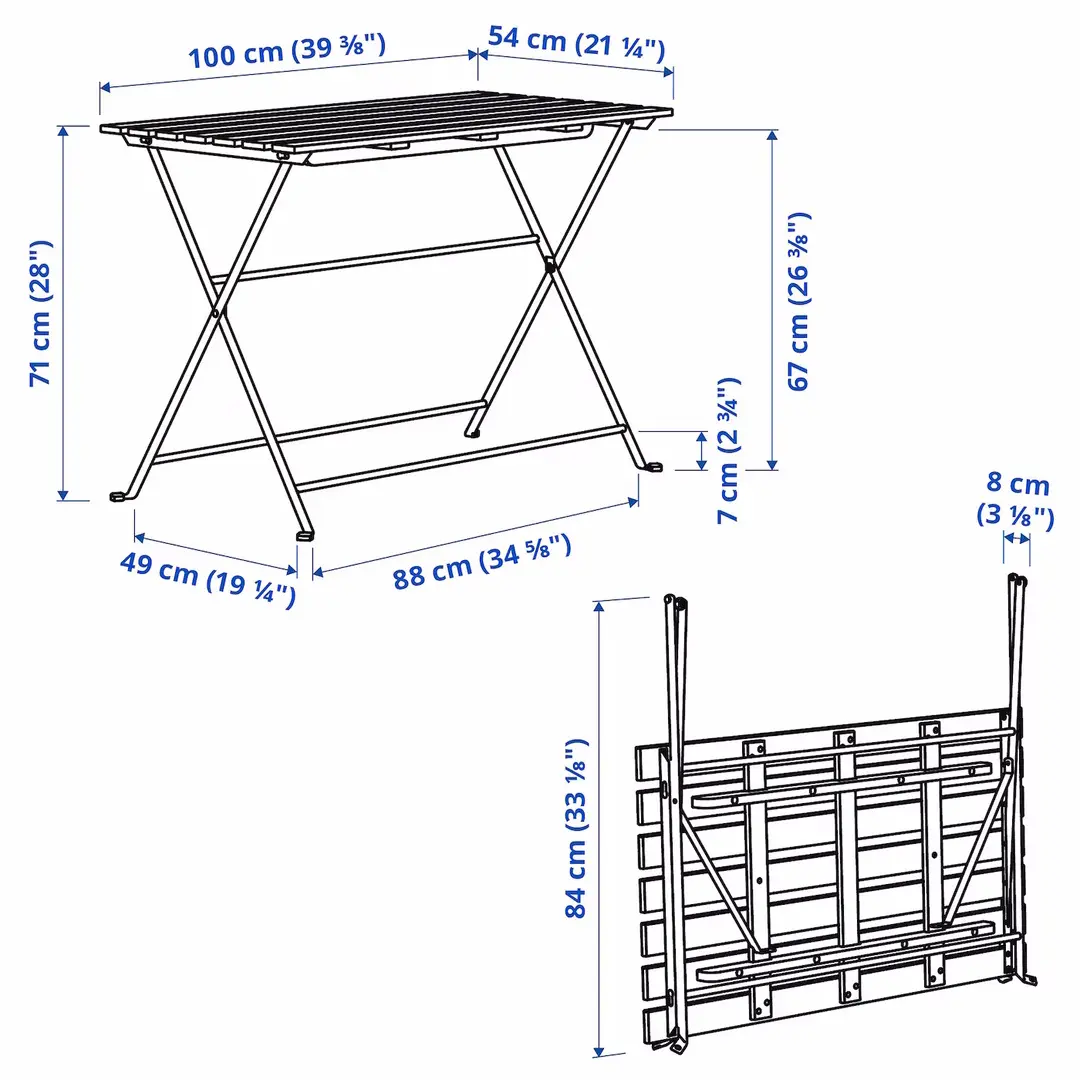 Set mobilier de gradina Ikea Tarno/Kuddarna 100x54 (Maro deschis/Gri deschis-bej)