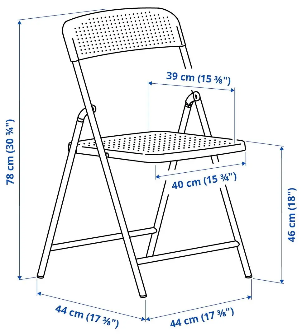 Set mobilier de gradina Ikea Torparo 2 scaune pliante 50cm (Alb/Gri) - 5