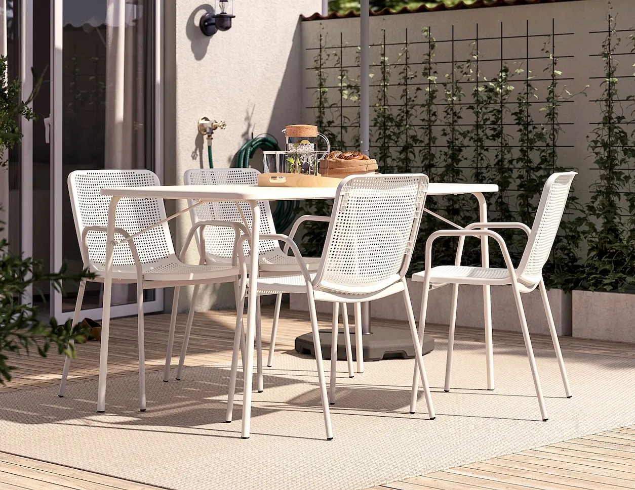 Set mobilier de gradina Ikea Torparo cu brate 130x74 (Alb)