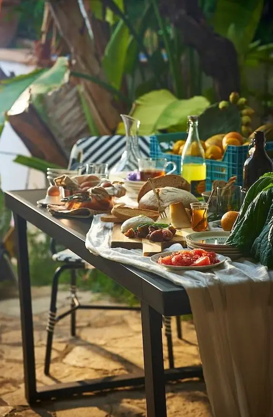 Set mobilier de gradina Ikea Varmanso 1+4 161cm (Gri inchis/Maro)