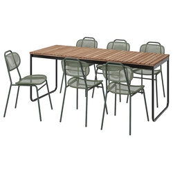 Set mobilier de gradina Ikea Vasman/Ensholm 135/190x74 (Maro deschis/Verde)