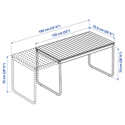 Set mobilier de gradina Ikea Vasman/Ensholm 135/190x74 (Maro deschis/Verde) Thumb
