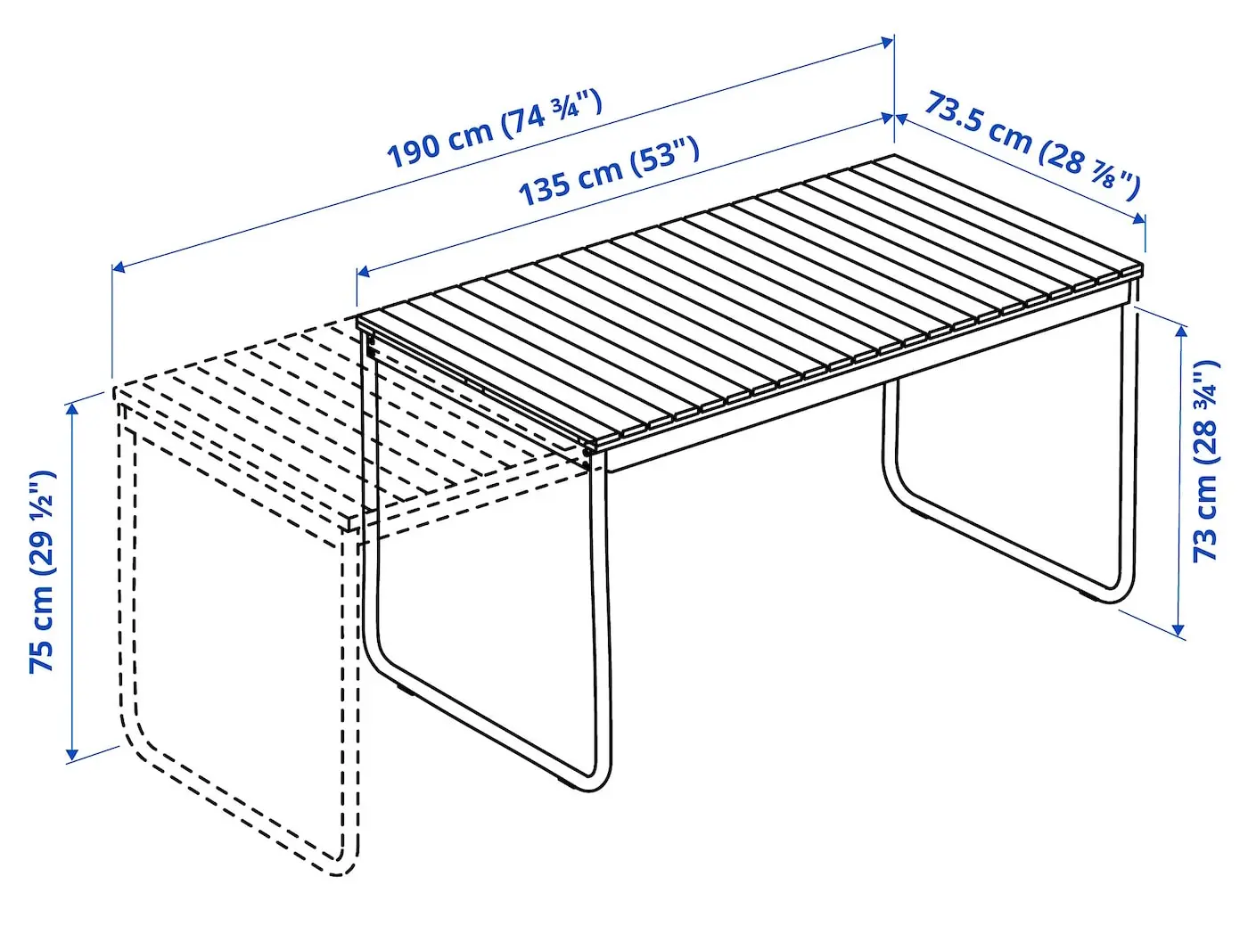 Set mobilier de gradina Ikea Vasman/Ensholm 135/190x74 (Maro deschis/Verde)