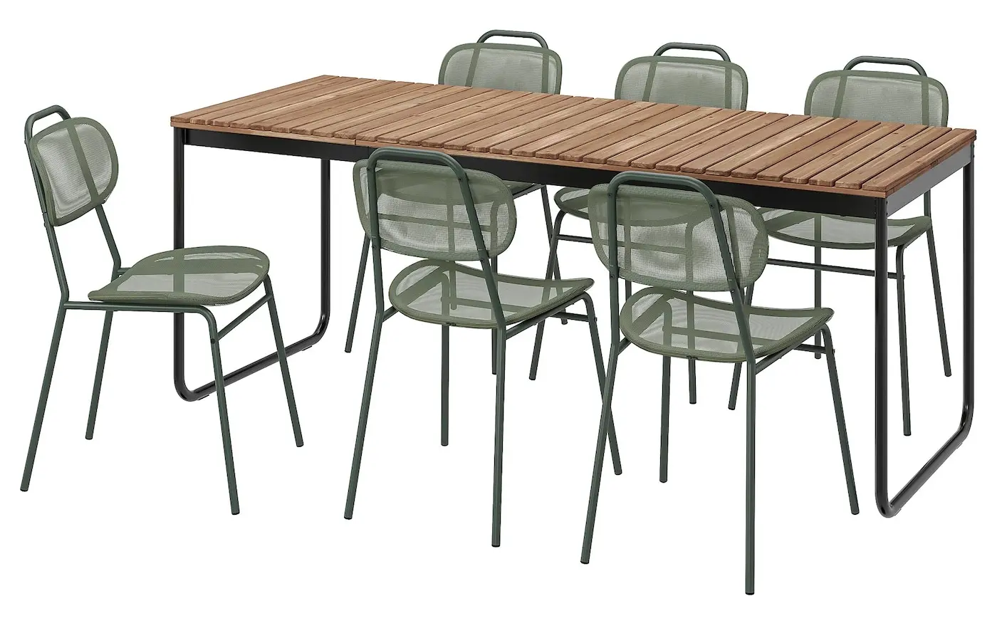 Set mobilier de gradina Ikea Vasman/Ensholm 135/190x74 (Maro deschis/Verde)