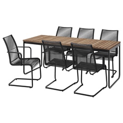 Set mobilier de gradina Ikea Vasman cu brate 135x190/74 (Maro deschis/Negru)