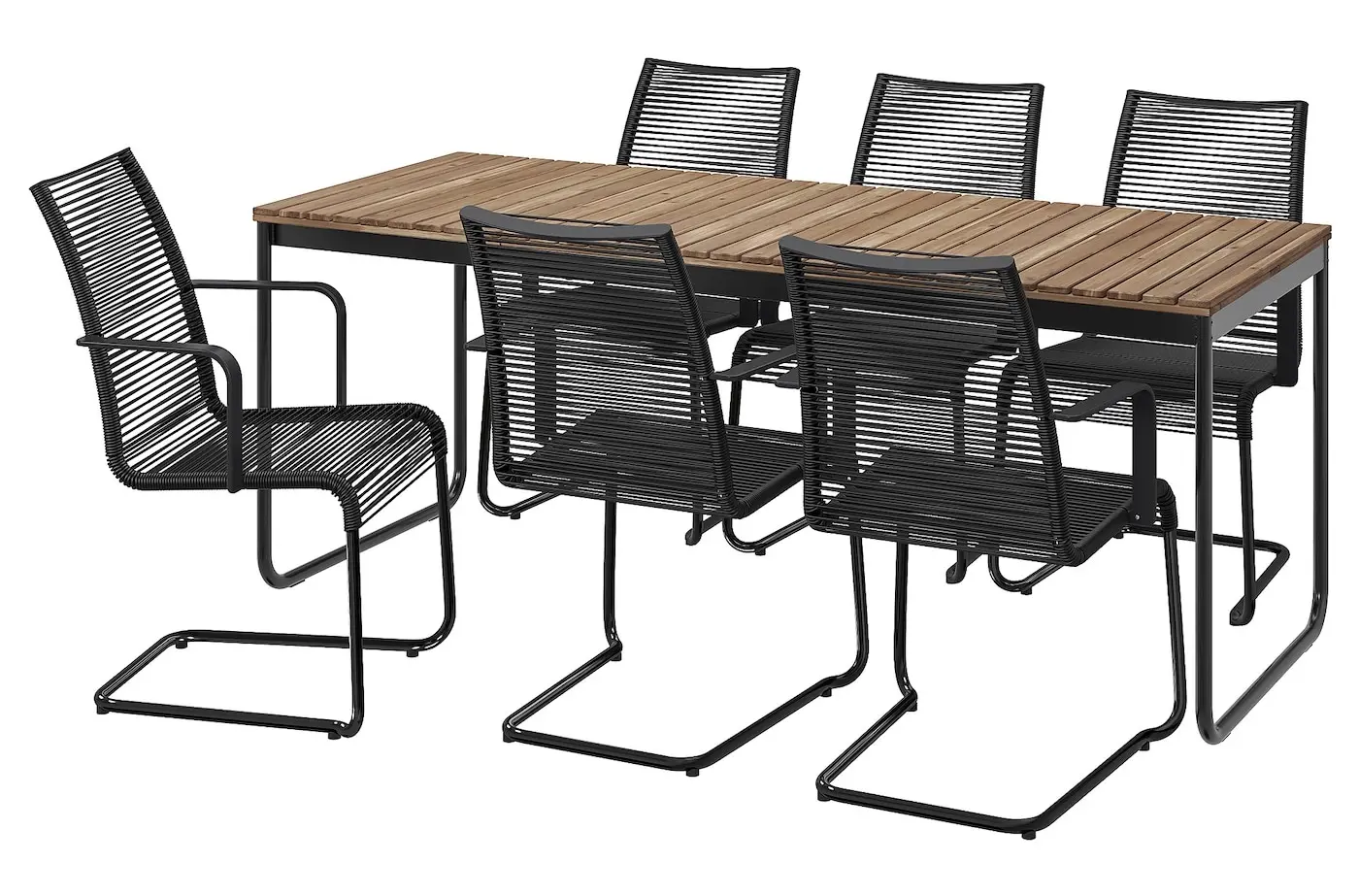 Set mobilier de gradina Ikea Vasman cu brate 135x190/74 (Maro deschis/Negru)