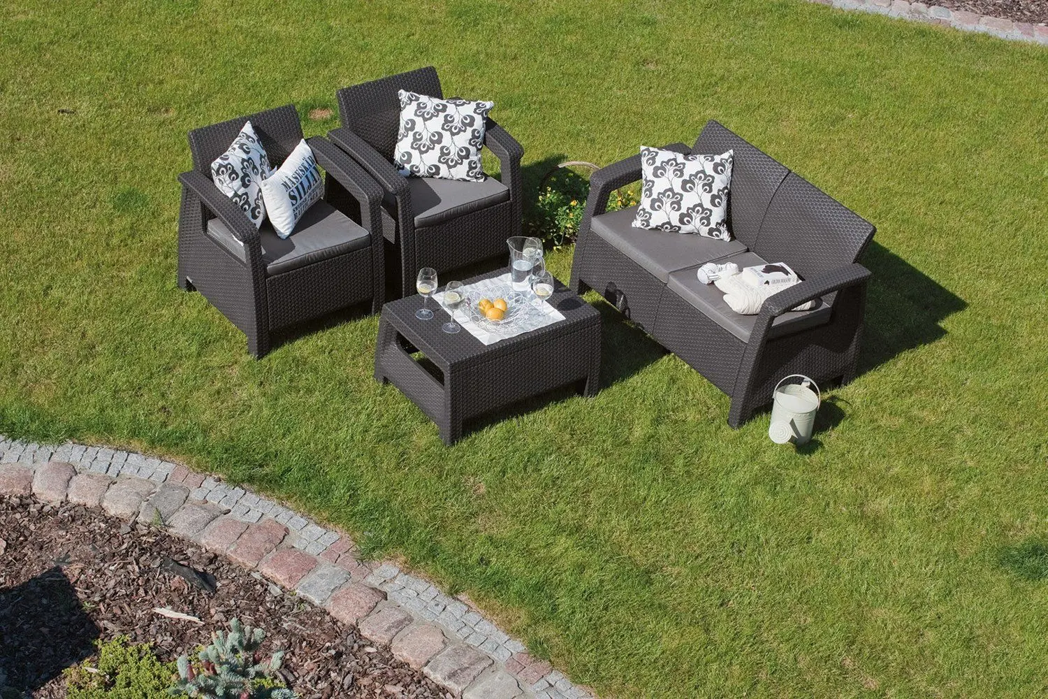 Set mobilier de grădină Keter Corfu 2324 (Graphite/Grey) - 3