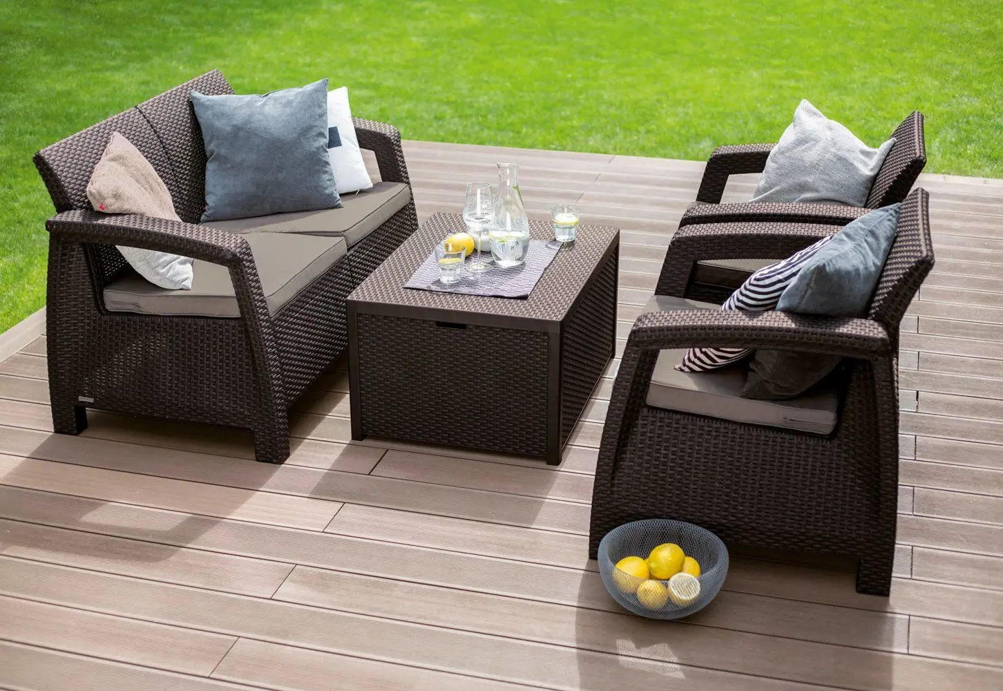 Set mobilier de grădină Keter Corfu Box 2327 (Brown/Taupe) - 5