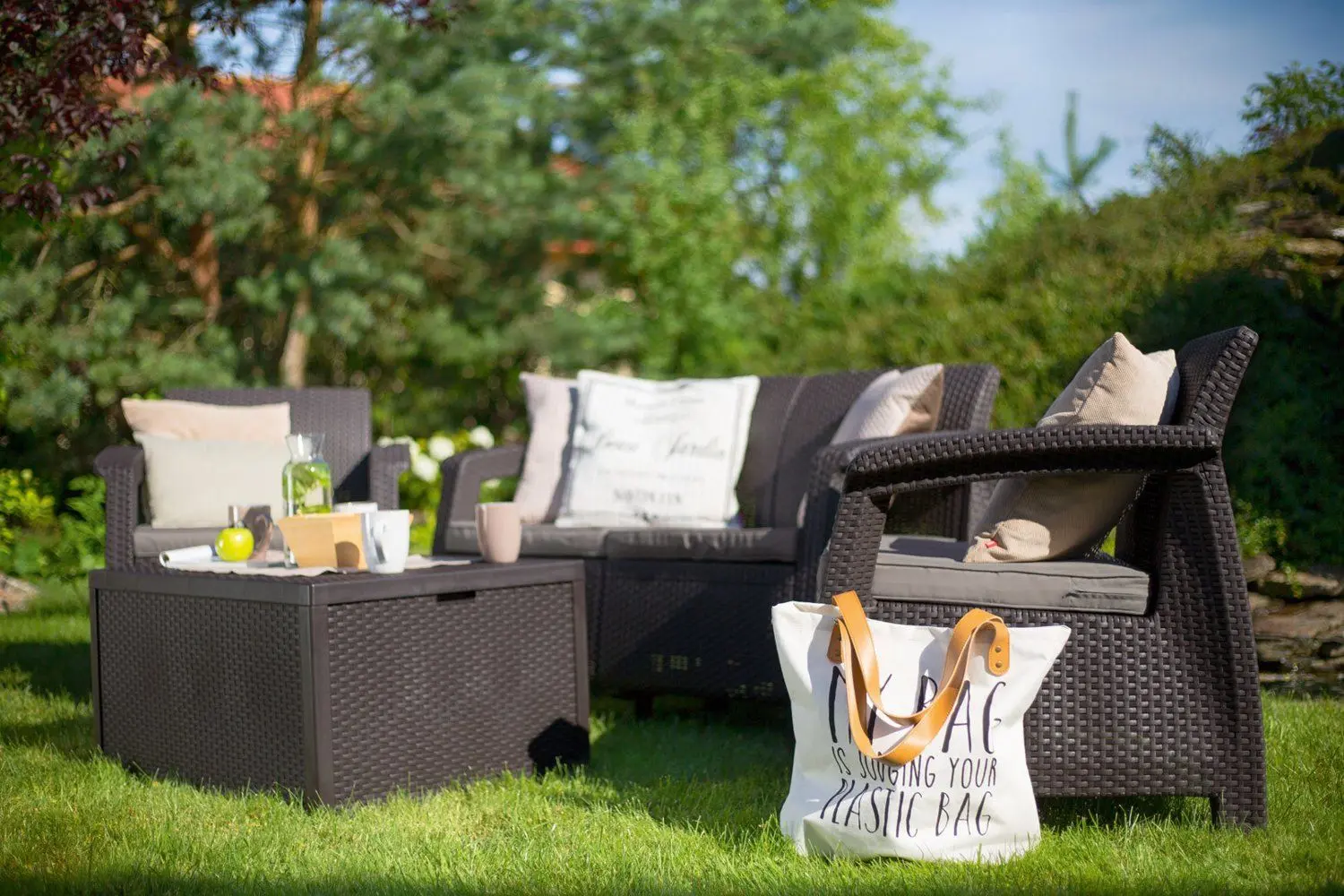 Set mobilier de grădină Keter Corfu Box 2327 (Brown/Taupe) - 2