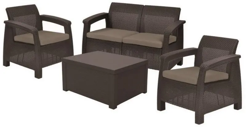 Set mobilier de gradina Keter Corfu Box (Brown/Taupe)