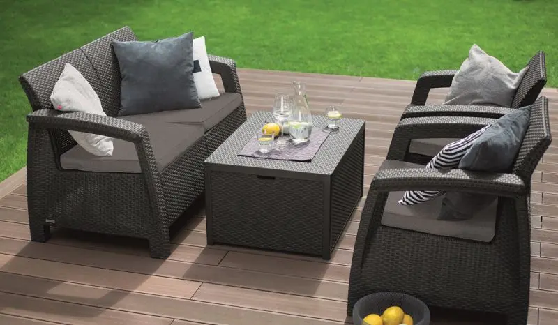Set mobilier de gradina Keter Corfu Box (Graphite/Gray) - 2