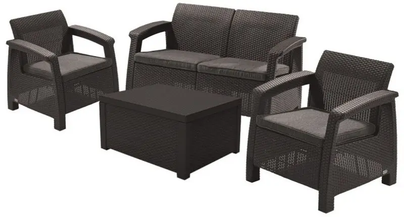 Set mobilier de gradina Keter Corfu Box (Graphite/Gray)