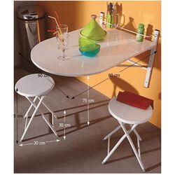 Set mobilier de gradina Mobhaus Amadeo 2 scaune/masa perete (White) Thumb