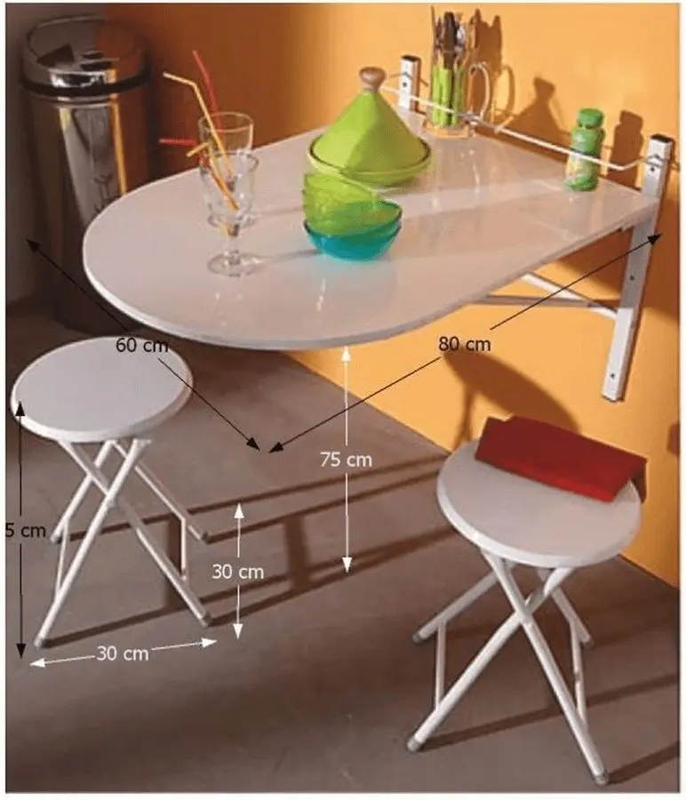 Set mobilier de gradina Mobhaus Amadeo 2 scaune/masa perete (White) - 2