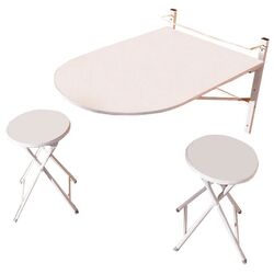 Set mobilier de gradina Mobhaus Amadeo 2 scaune/masa perete (White)