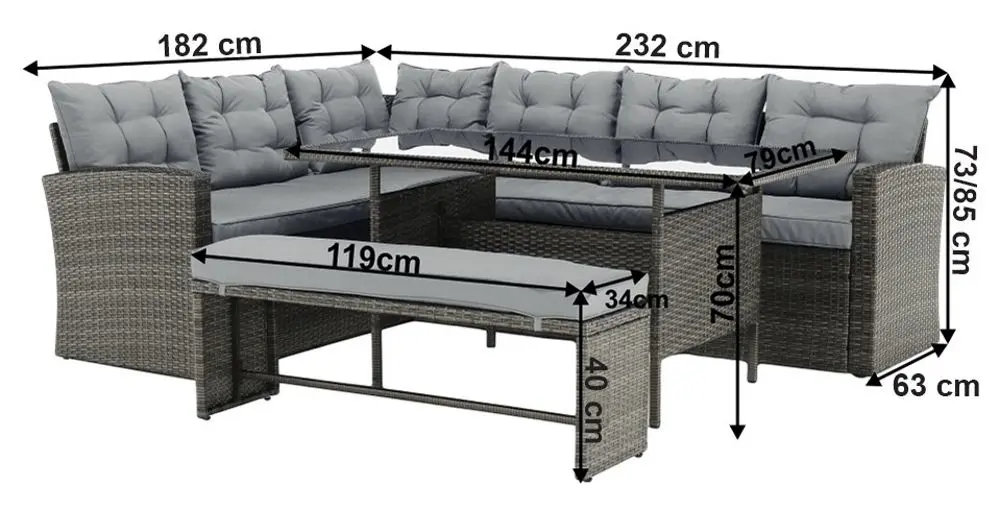 Set mobilier de gradina Mobhaus Aurek (Gray) - 10