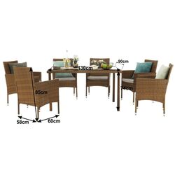 Set mobilier de gradina Mobhaus Garden 6 scaune (Honey/Cream) Thumb