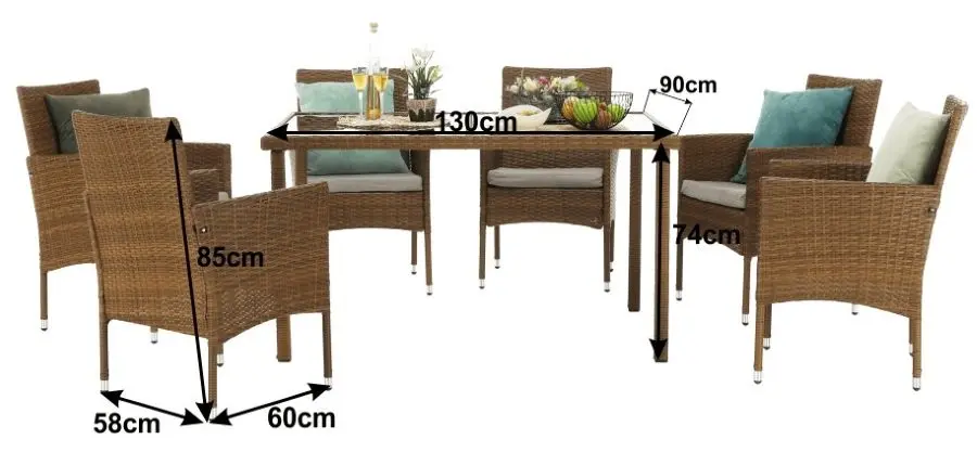 Set mobilier de gradina Mobhaus Garden 6 scaune (Honey/Cream) - 4