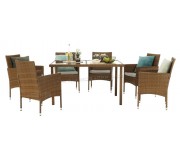 Set mobilier de gradina Mobhaus Garden 6 scaune (Honey/Cream)