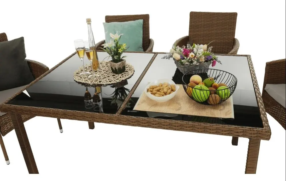 Set mobilier de gradina Mobhaus Garden 6 scaune (Honey/Cream) - 10