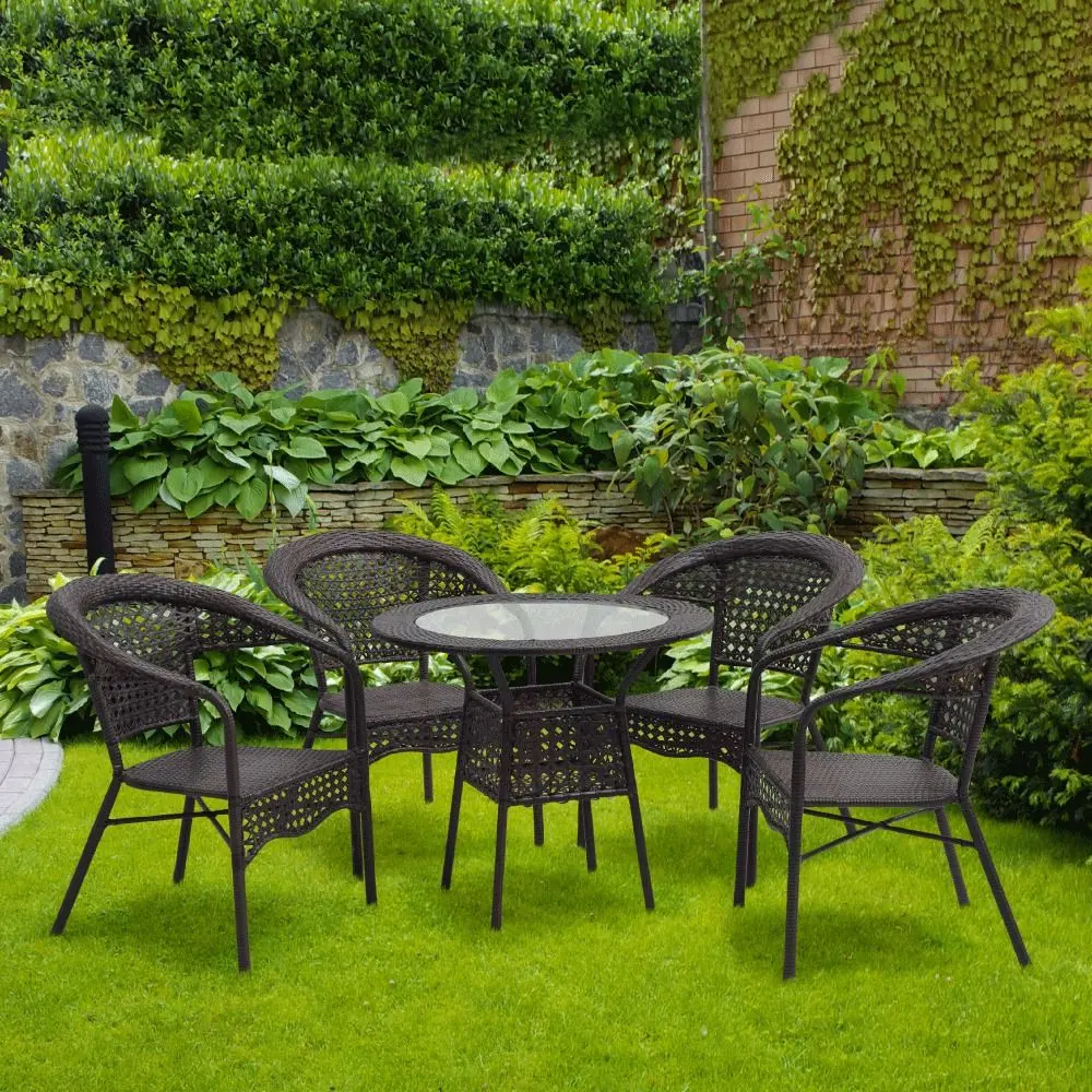 Set mobilier de gradina Mobhaus Geton masa/4 scaune (Brown) - 3