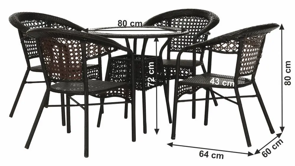 Set mobilier de gradina Mobhaus Geton masa/4 scaune (Brown) - 2