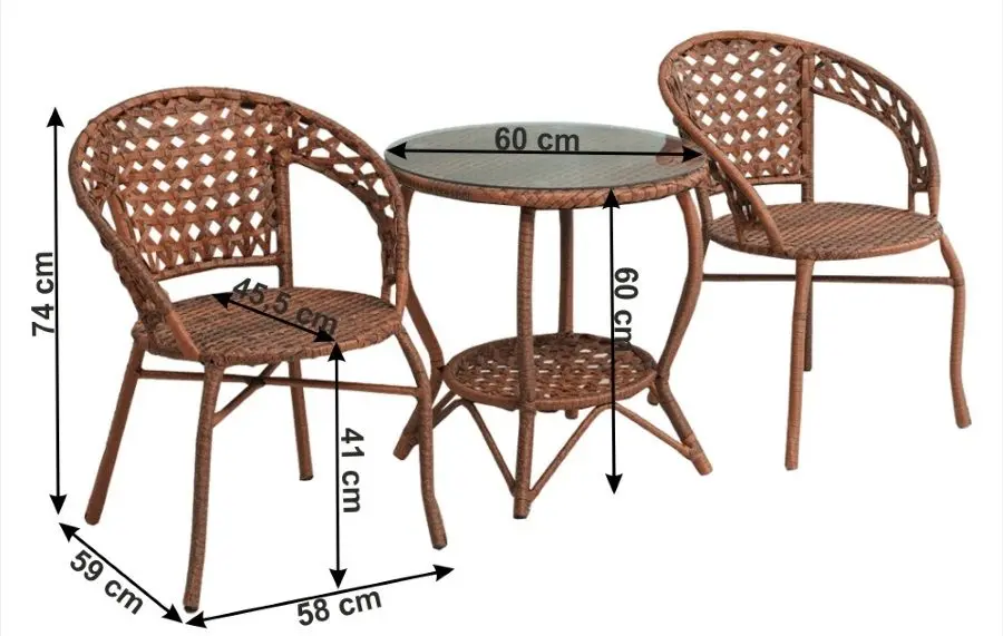 Set mobilier de gradina Mobhaus Jarub 2 scaune (Brown)
