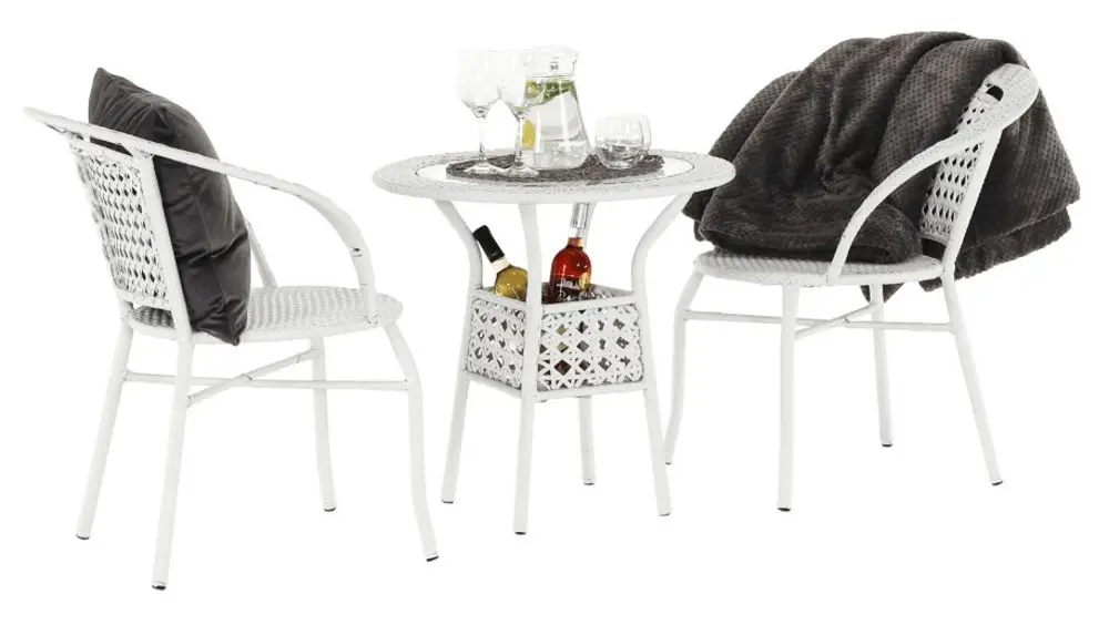 Set mobilier de gradina Mobhaus Jenar masa/2 scaune (White)