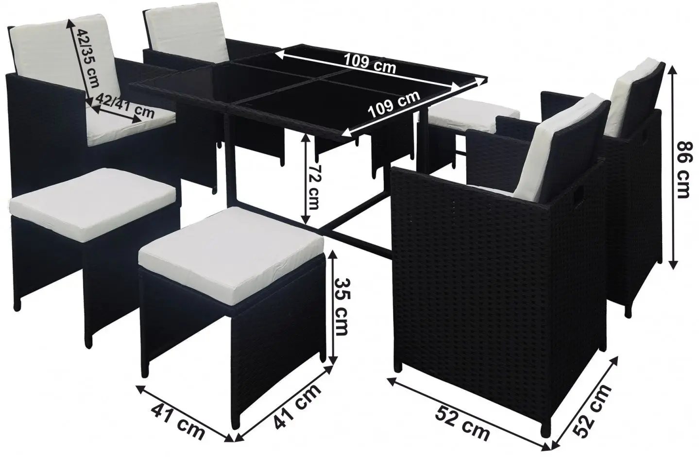 Set mobilier da gradina Mobhaus Kubikus (Black) - 2