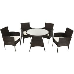 Set mobilier de gradina Mobhaus Randel masa/4 scaune (Dark Brown/Cream)