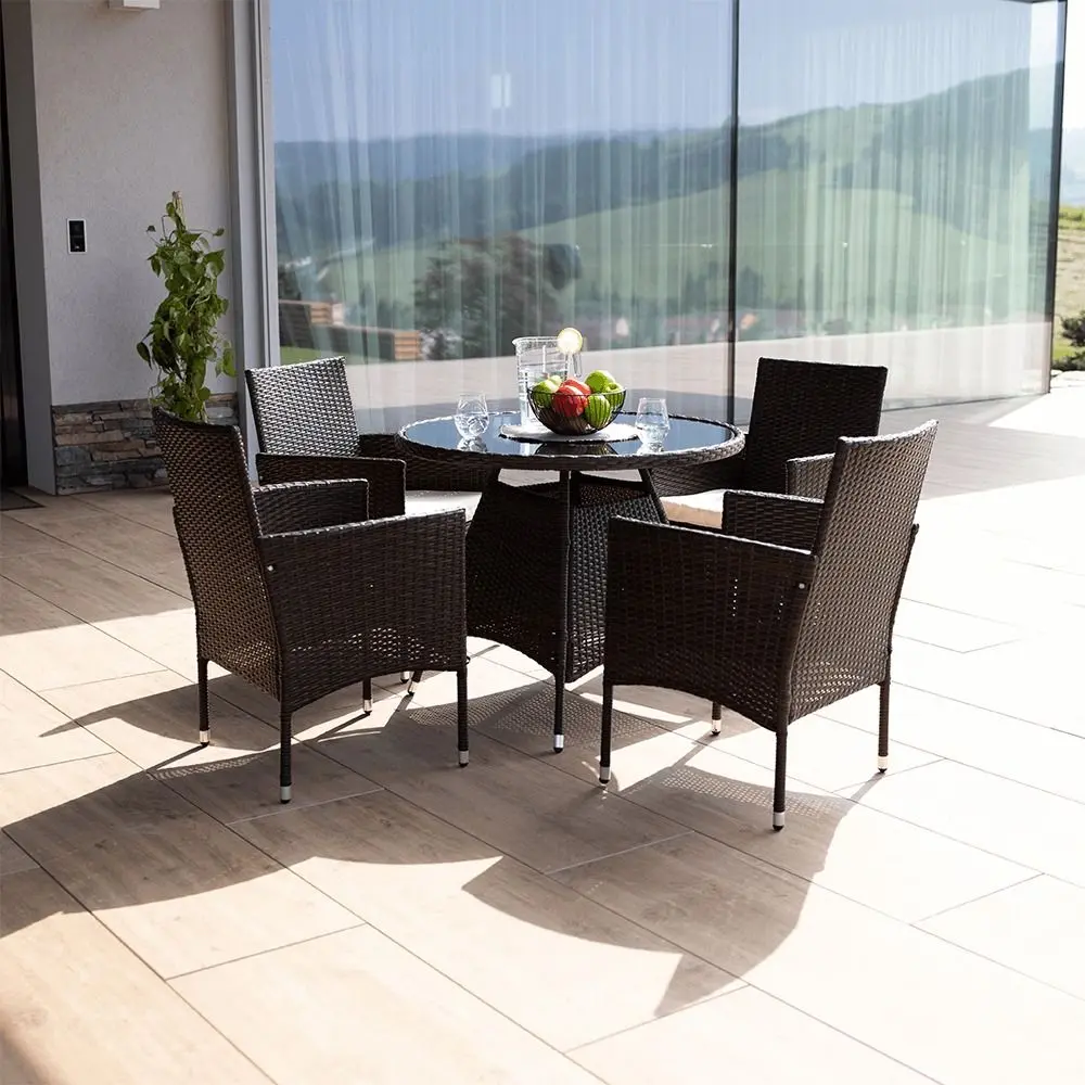 Set mobilier de gradina Mobhaus Randel masa/4 scaune (Dark Brown/Cream) - 8