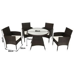 Set mobilier de gradina Mobhaus Randel masa/4 scaune (Dark Brown/Cream) Thumb