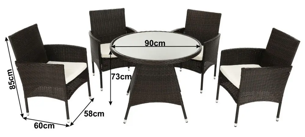 Set mobilier de gradina Mobhaus Randel masa/4 scaune (Dark Brown/Cream) - 10